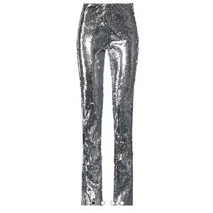 MARQUES' ALMEIDA Sequin Flare Pants in Silver NWT Size 12